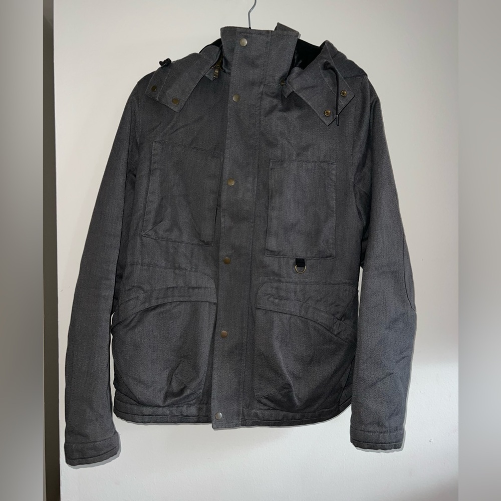 Armani exchange grey zip up lined hoodie bomber jacket  medium